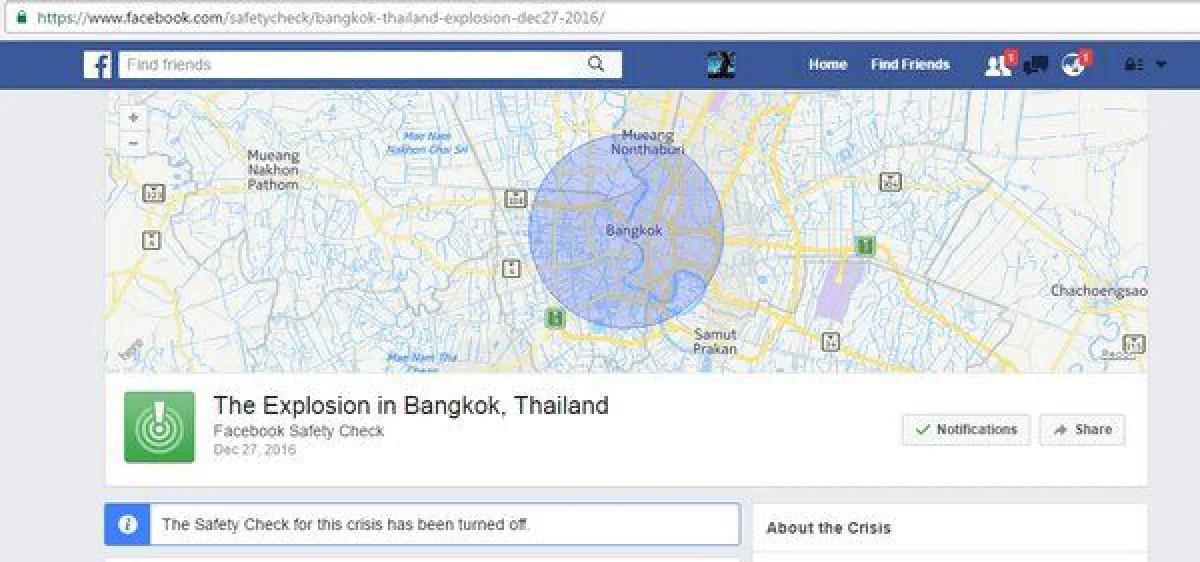Facebook defends false 'bomb in Bangkok' alert (Updated)