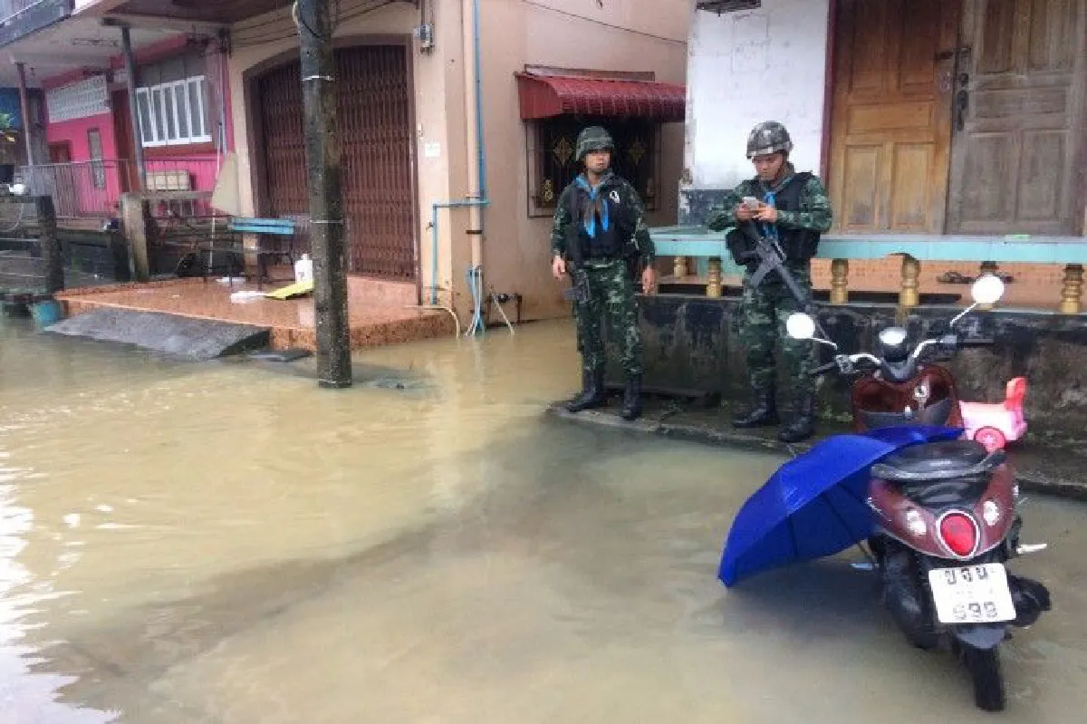 นราธิวาสเจอน้ำท่วมรอบ2หลังฝนตกหนักในพื้นที่