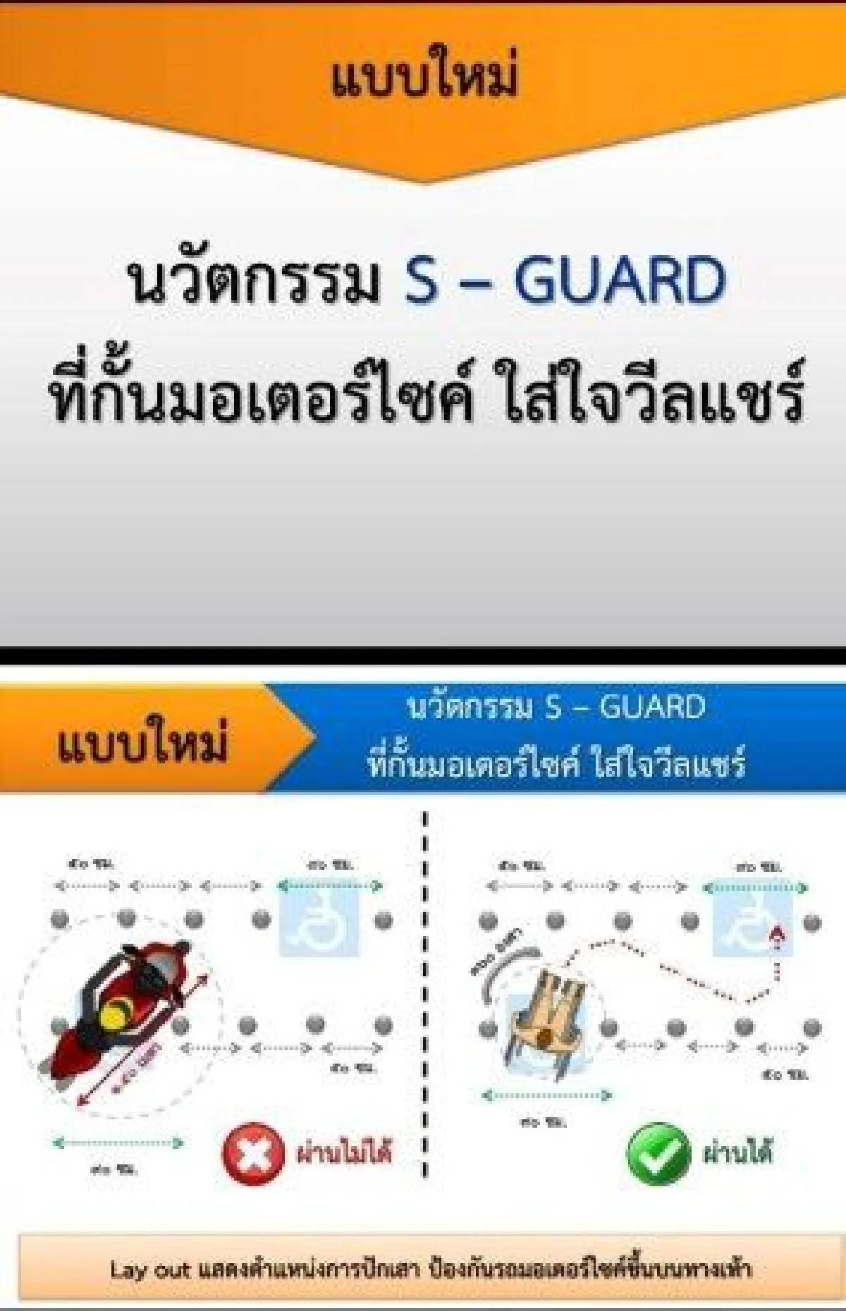 เขตดินแดงนำร่องติด "S-GUARD" กั้นมอเตอร์ไซค์วิ่งบนทางเท้า