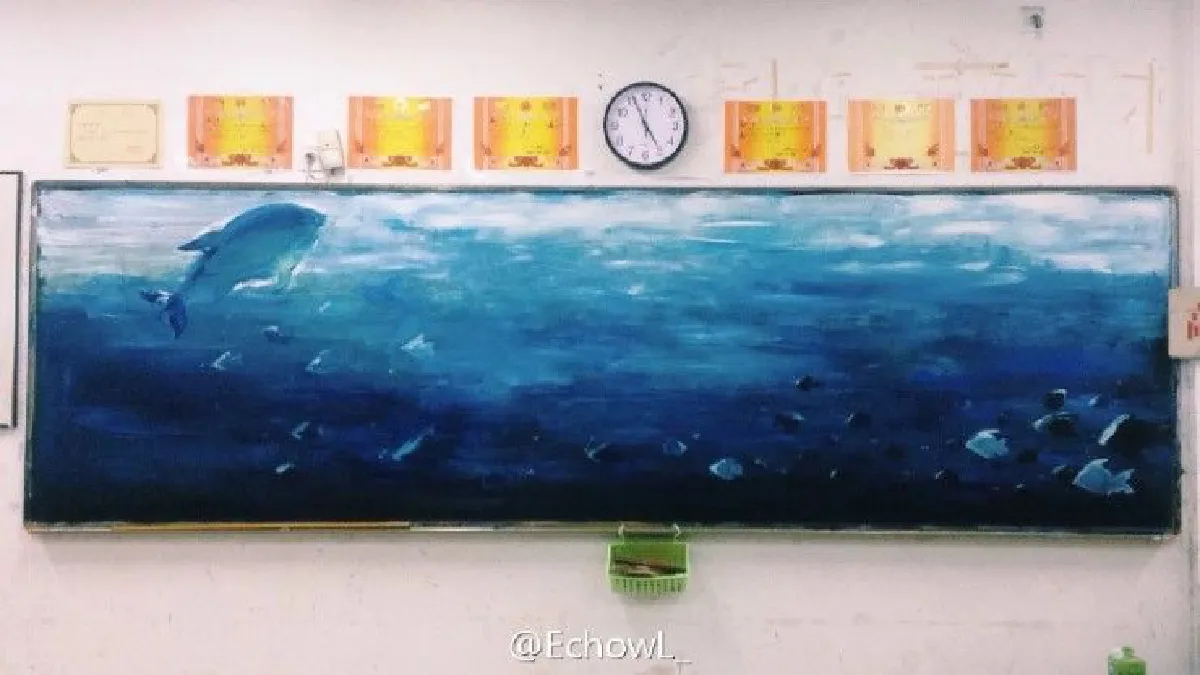 ชมผลงานศิลปะบนกระดานดำสุดเทพ ของนักเรียนหญิงจีน
