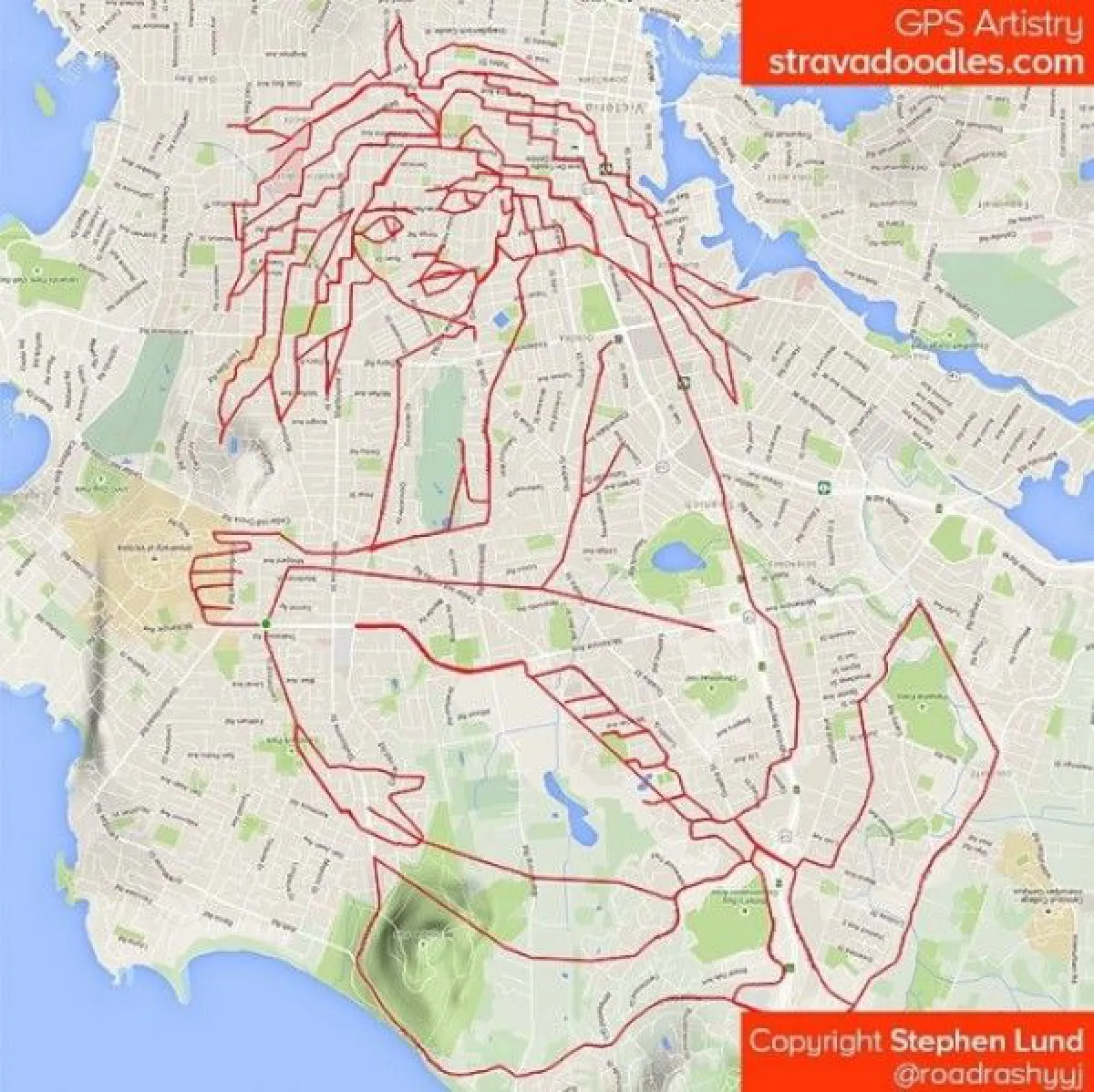 ผลงานศิลปะจากการปั่นจักรยาน ผสานกับ GPS