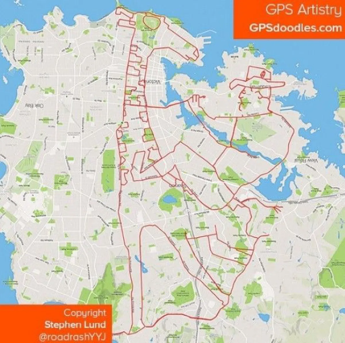 ผลงานศิลปะจากการปั่นจักรยาน ผสานกับ GPS