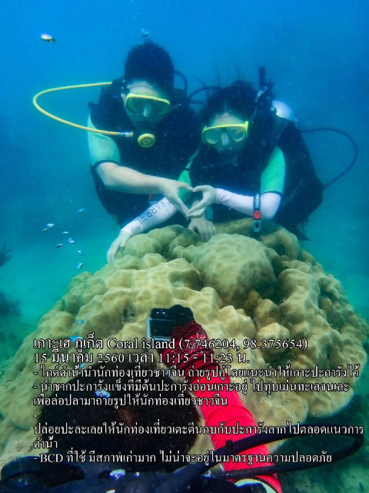 สุดเถื่อน!ไกด์พาทัวร์จีนดำน้ำภูเก็ตทุบหอยเม่นล่อปลา-เหยียบปะการัง
