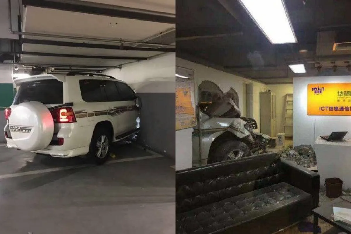 อุบัติเหตุระทึก! รถ SUV พุ่งชนออฟฟิศ พนักงานกระเด็น