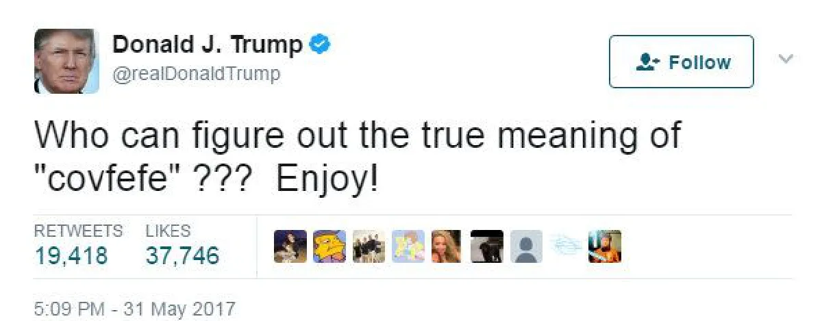 ทรัมป์หย่อนปริศนา "Covfefe" กลายเป็นมีมในเน็ต