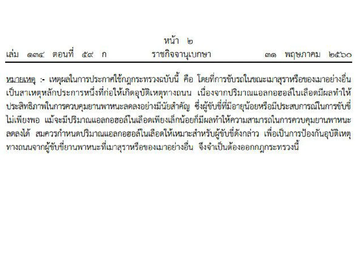 บังคับใช้แล้ว!อายุต่ำกว่า20มีแอลกอฮอล์เกิน20มิลลิกรัมฯโดนจับ