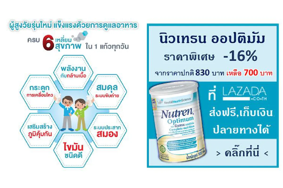 สูงวัย สมัยใหม่ ดูแลด้วย “เวย์โปรตีน” ใน 6 เหลี่ยมสุขภาพ