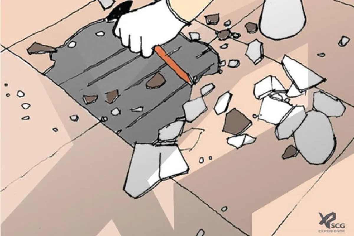 ซ่อมกระเบื้องห้องน้ำ เปลี่ยนสีจากความชื้น