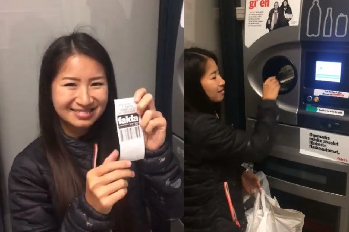 สาวไทยในเดนมาร์กโชว์ใช้ "เครื่องรับซื้อขวดพลาสติก" เปลี่ยนขยะเป็นเงิน