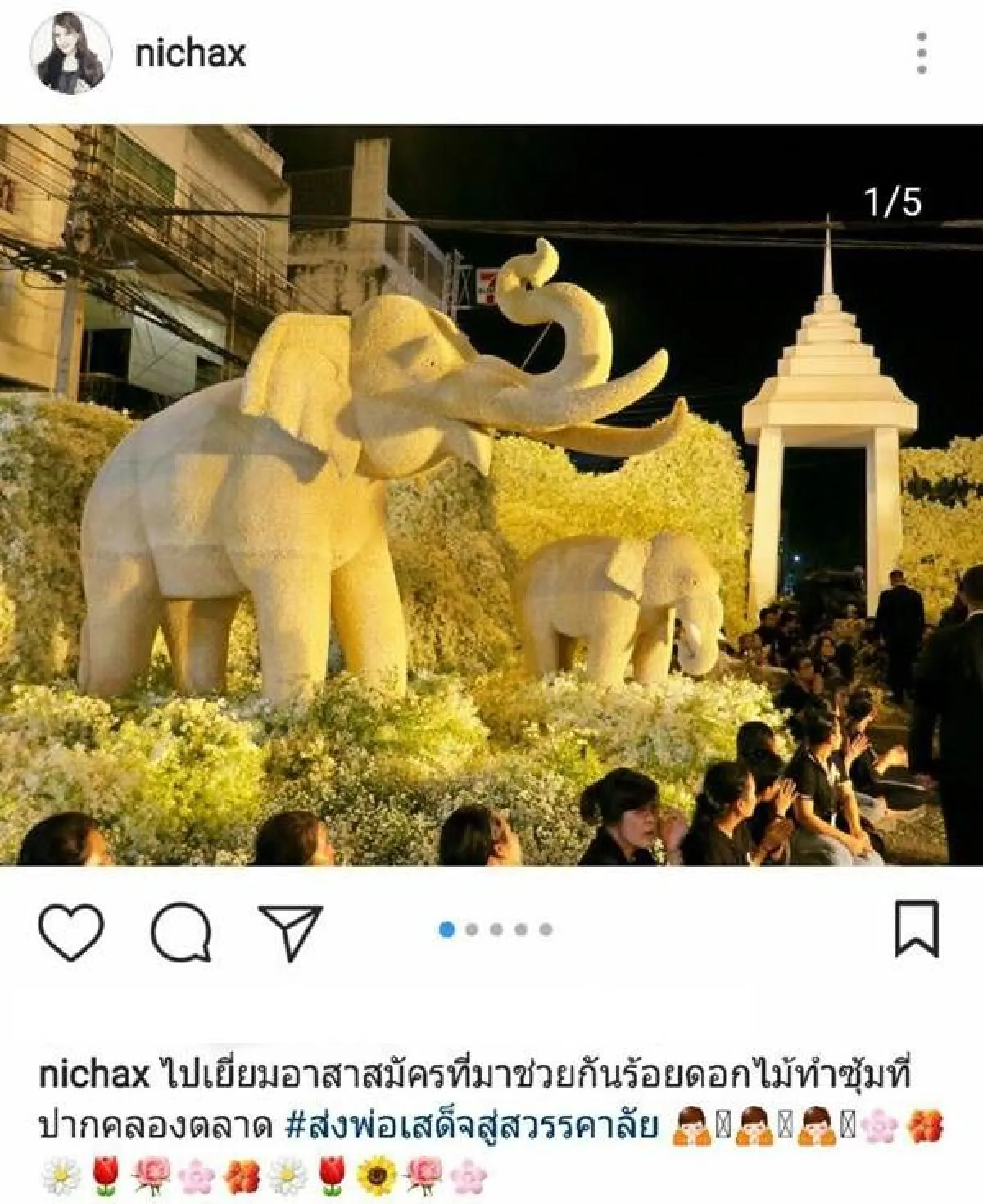 ทูลกระหม่อมฯ เสด็จทอดพระเนตรซุ้มดอกไม้ ทรงขอบใจที่ทำให้พ่อ