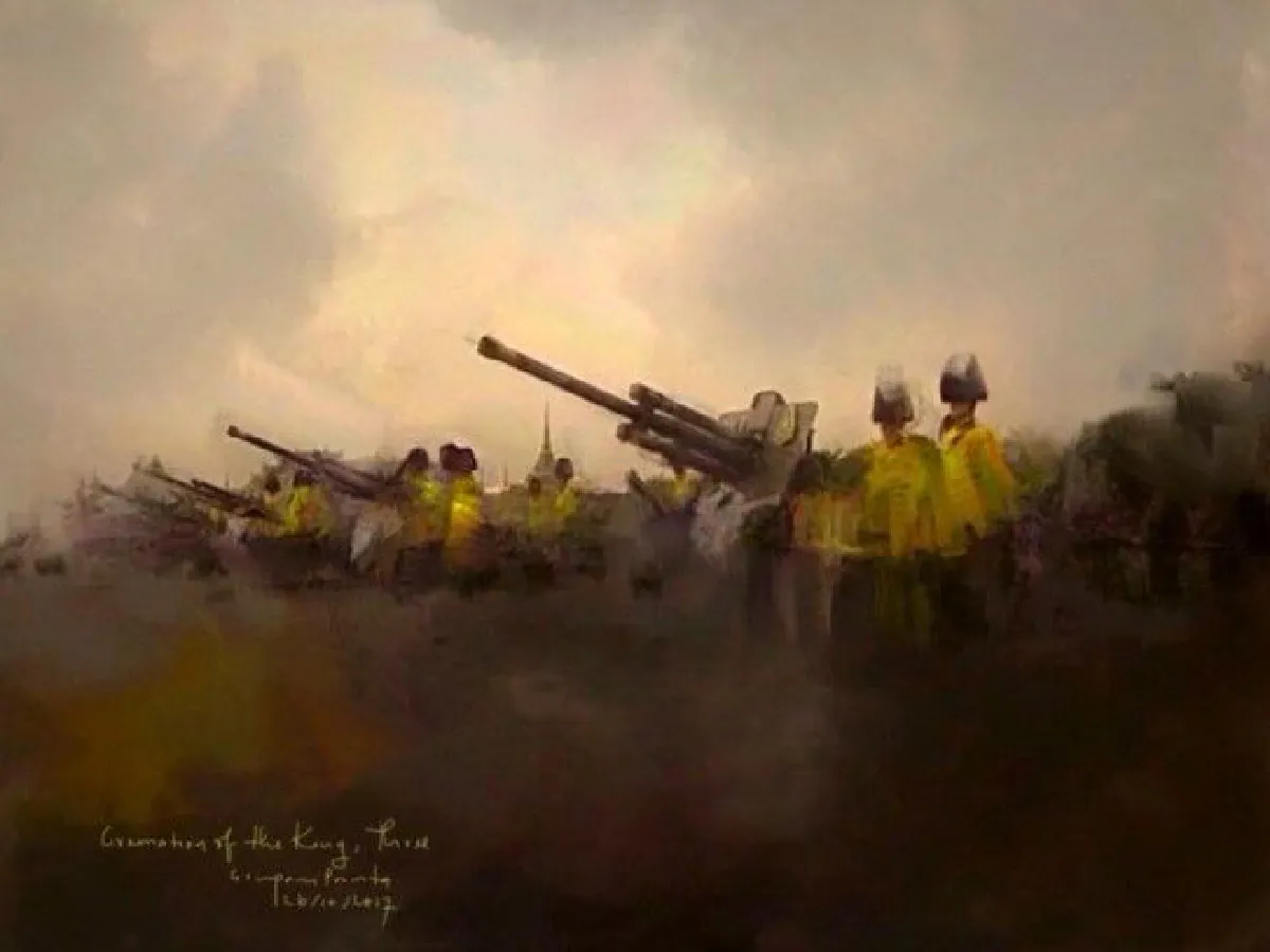 ศิลปินรังสรรค์ภาพวาดงานฌาปนกิจของพระราชา