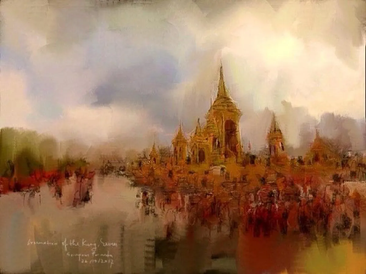 ศิลปินรังสรรค์ภาพวาดงานฌาปนกิจของพระราชา