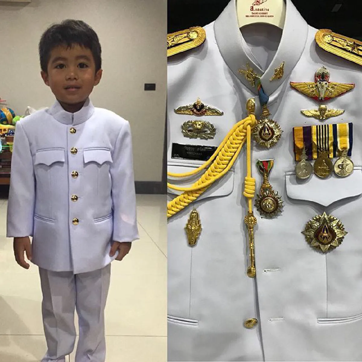 เท่เหมือนคุณพ่อ! ผู้พันเบิร์ด-น้องวิน แต่งตัวเต็มยศร่วมวางดอกไม้จันทน์