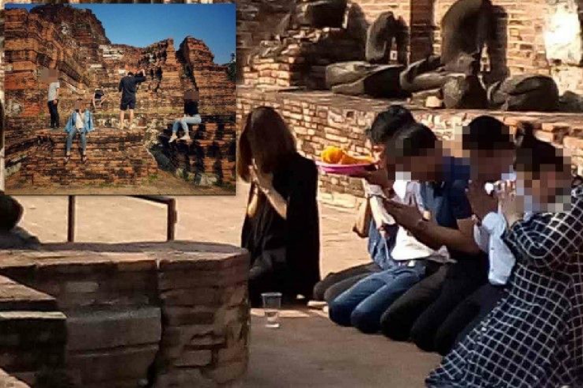 "5 นักท่องเที่ยว" ขอขมาสิ่งศักดิ์สิทธิ์หลังปีนโบราณสถาน "5 นักท่องเที่ยว" ขอขมาสิ่งศักดิ์สิทธิ์หลังปีนโบราณสถาน