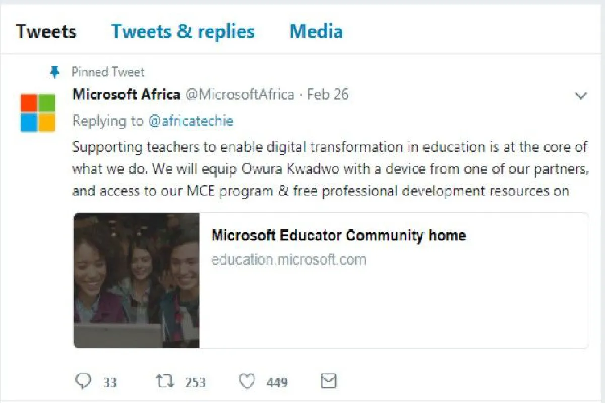 'ไมโครซอฟท์' ประกาศหนุนครูชาวกานาที่ใช้ชอล์กสอนคอมพิวเตอร์