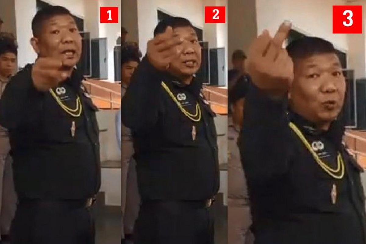 "ผมไม่ได้ชูนิ้ว เป็นแค่จังหวะสะบัดมือ" นายทหาร แจงเหตุคล้ายชูนิ้วกลาง "ผมไม่ได้ชูนิ้ว เป็นแค่จังหวะสะบัดมือ" นายทหาร แจงเหตุคล้ายชูนิ้วกลาง