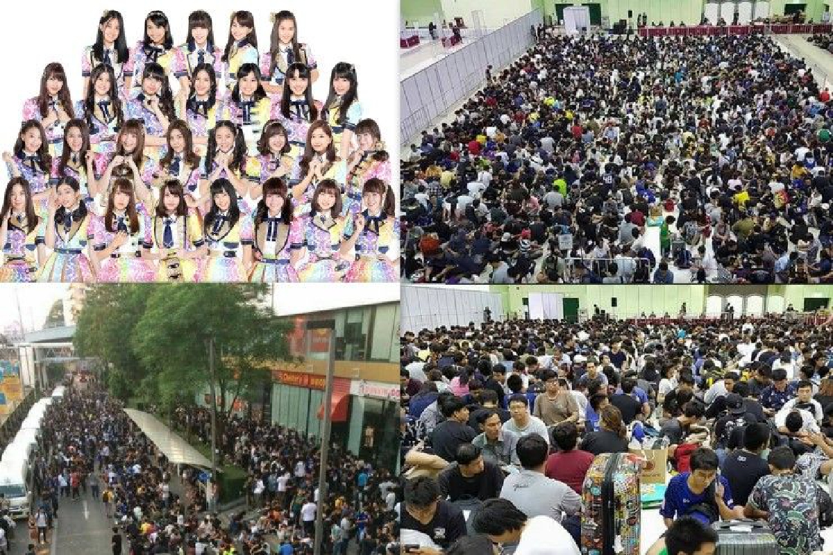 แน่นขนัด! เหล่าโอตะหลายพันคนต่อคิวเตรียมจับมือ BNK48 แน่นขนัด! เหล่าโอตะหลายพันคนต่อคิวเตรียมจับมือ BNK48
