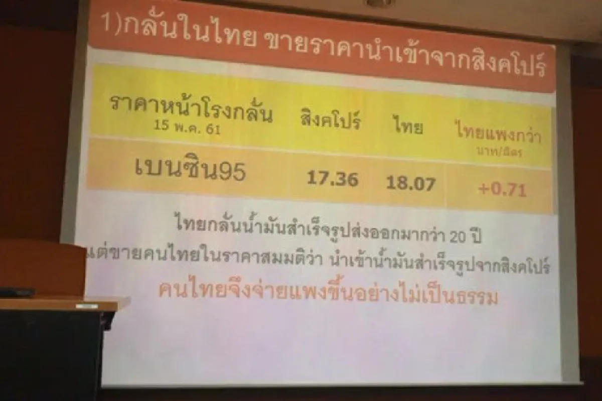 "กลั่นในไทย ทำไมขายน้ำมันเเพงกว่าส่งออกให้สิงคโปร์" ผู้บริโภคตั้งคำถามถึงโรงกลั่น-รัฐบาล