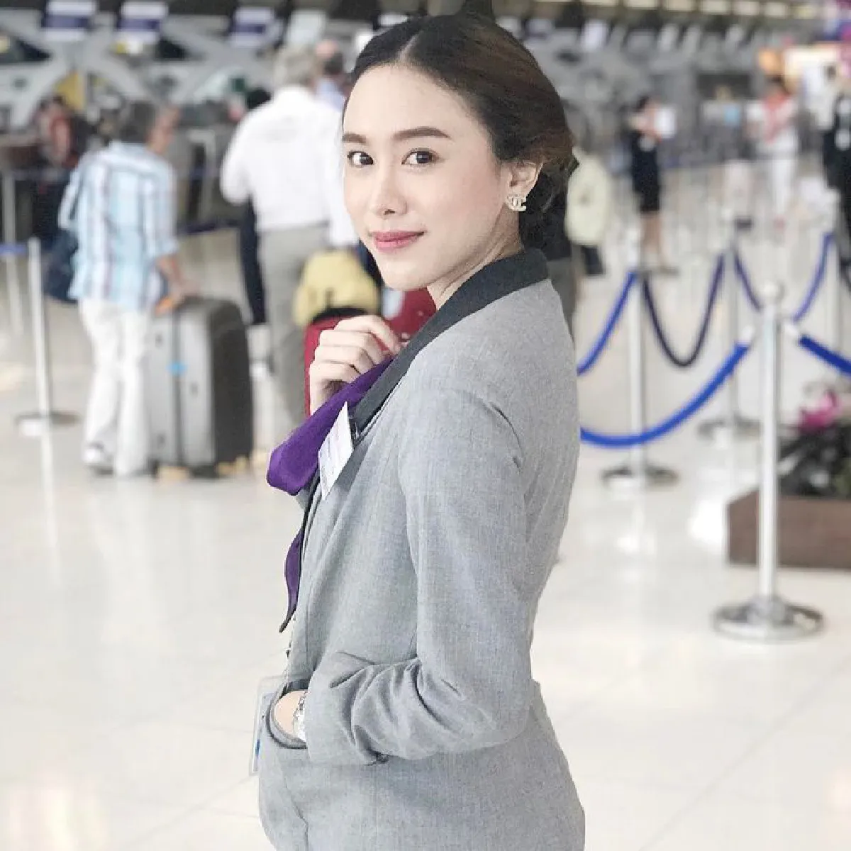 ส่องความสวย มิ้ง ศวภัทร สมัยเป็นนศ.ฝึกงานในชุดกราวนด์สนามบิน