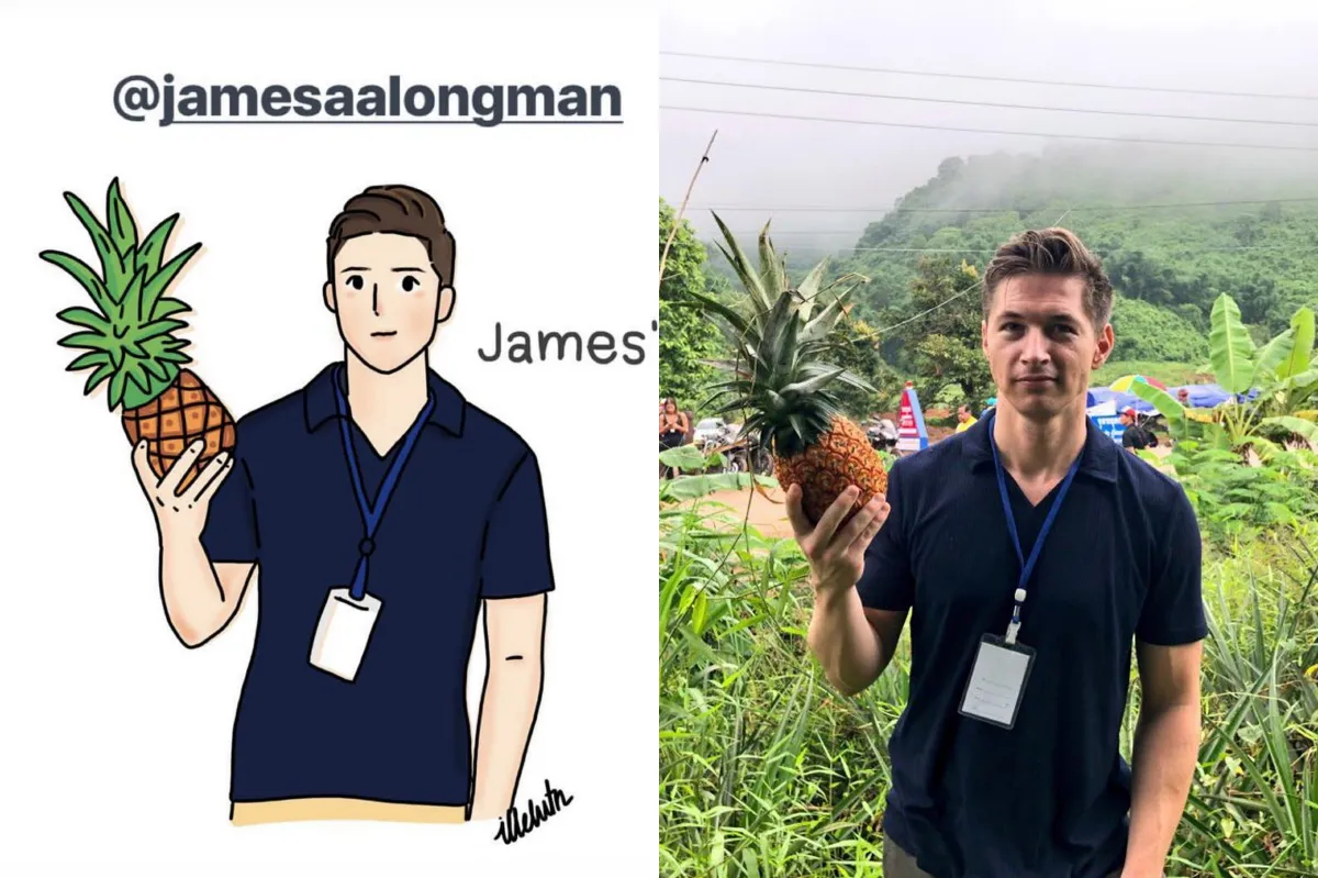 สับปะรดฟีเวอร์! นักข่าวต่างชาติติดใจผลไม้ไทย ขณะลงพื้นที่รายงานข่าวถ้ำหลวง