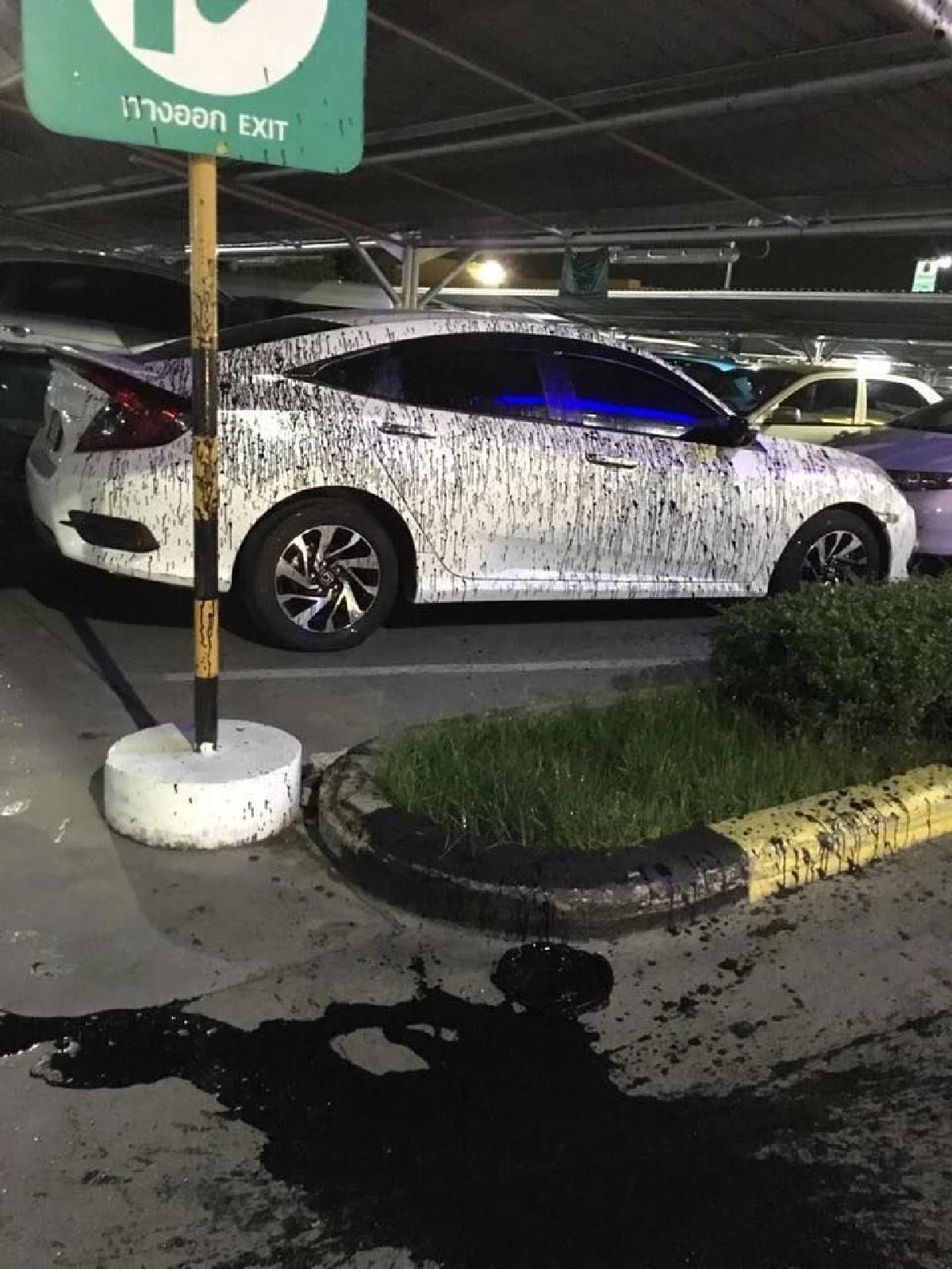 สาวจอดรถป้ายแดงในห้างกลับมาเจอสีกระเด็นใส่เละทั้งคัน ถามหาคนรับผิดชอบ