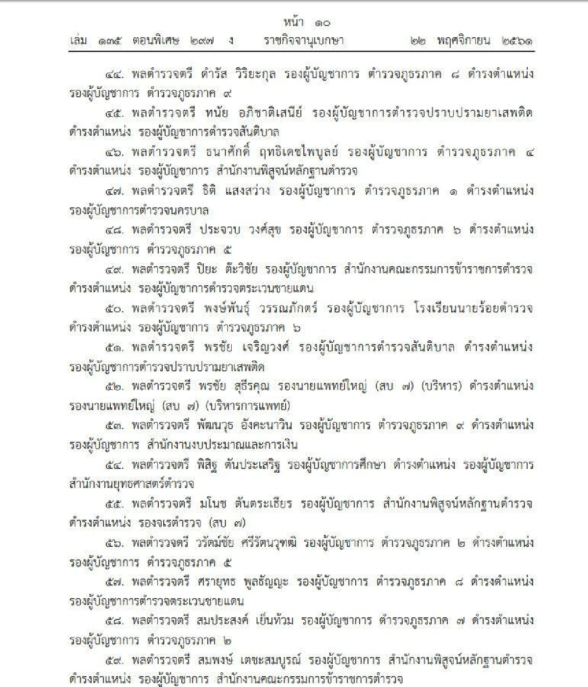 โปรดเกล้าฯแต่งตั้งให้ตำรวจดำรง 254 ตำแหน่ง-"บิ๊กโจ๊ก" นั่ง ผบช.สตม.เต็มตัว