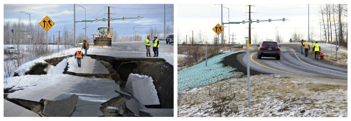 รัฐอะแลสกาซ่อมถนนพังจากแผ่นดินไหวเสร็จใน 5 วัน