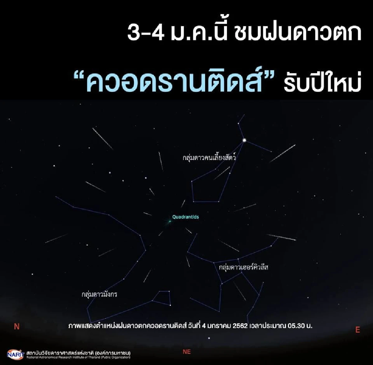ดาวตกแรกของปี "ฝนดาวตกควอดรานติดส์"