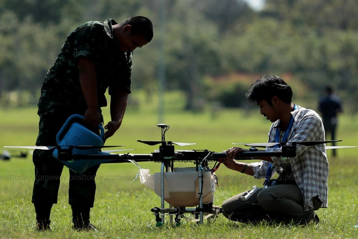 นำโดรนบินทดสอบฉีดน้ำลดฝุ่นละออง เล็งนำออกปฏิบัติการจริง4พื้นที่