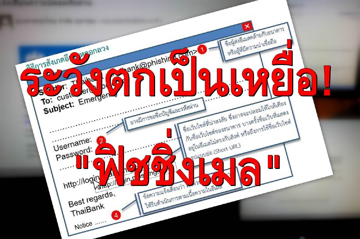 "ฟิชชิ่งเมล"ระบาด! แบงก์เตือนตั้งสติก่อนคลิก "ฟิชชิ่งเมล"ระบาด! แบงก์เตือนตั้งสติก่อนคลิก