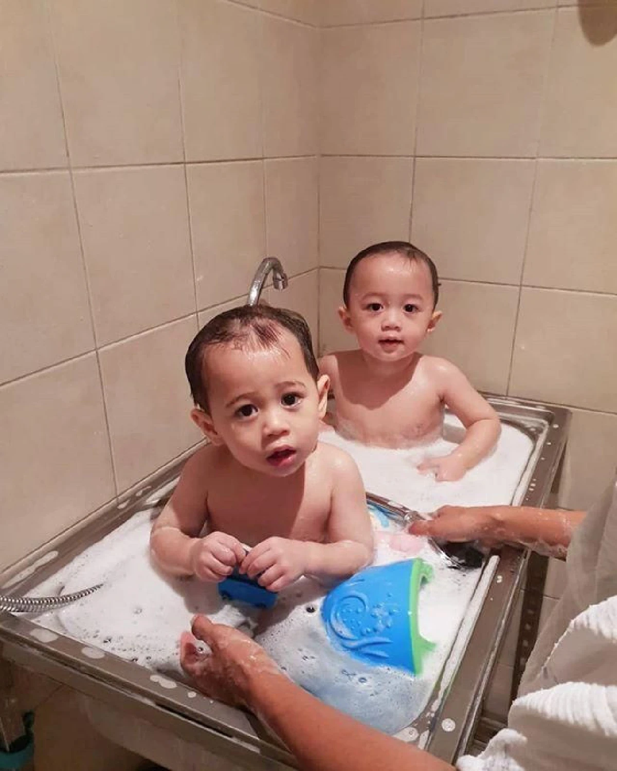 แม่ไม่อยู่หนูร่าเริง! สายฟ้า-พายุ สนุกสนานแช่ตัวในซิงค์ล้างจาน