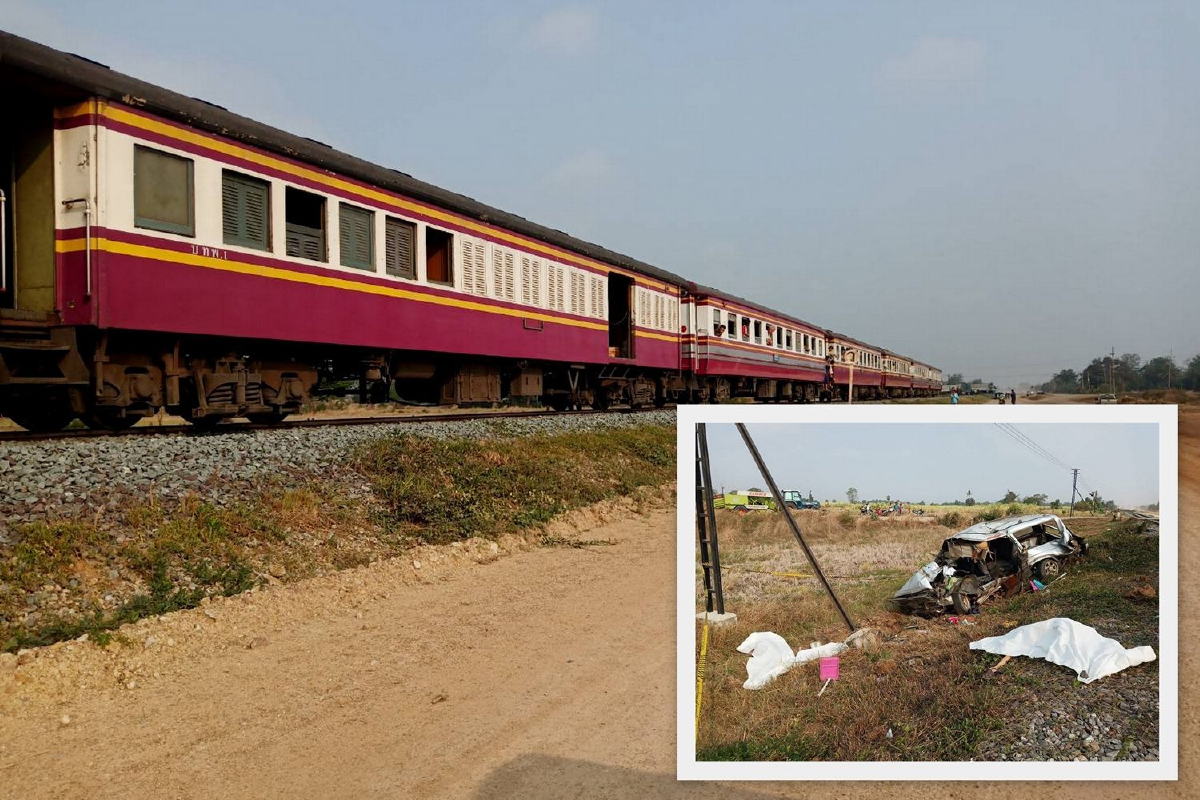 ยกครอบครัวไปทำบุญที่วัด แวนจอดค้างรางรถไฟถูกม้าเหล็กชนยับ!ดับคาที่3เจ็บ1 ยกครอบครัวไปทำบุญที่วัด แวนจอดค้างรางรถไฟถูกม้าเหล็กชนยับ!ดับคาที่3เจ็บ1