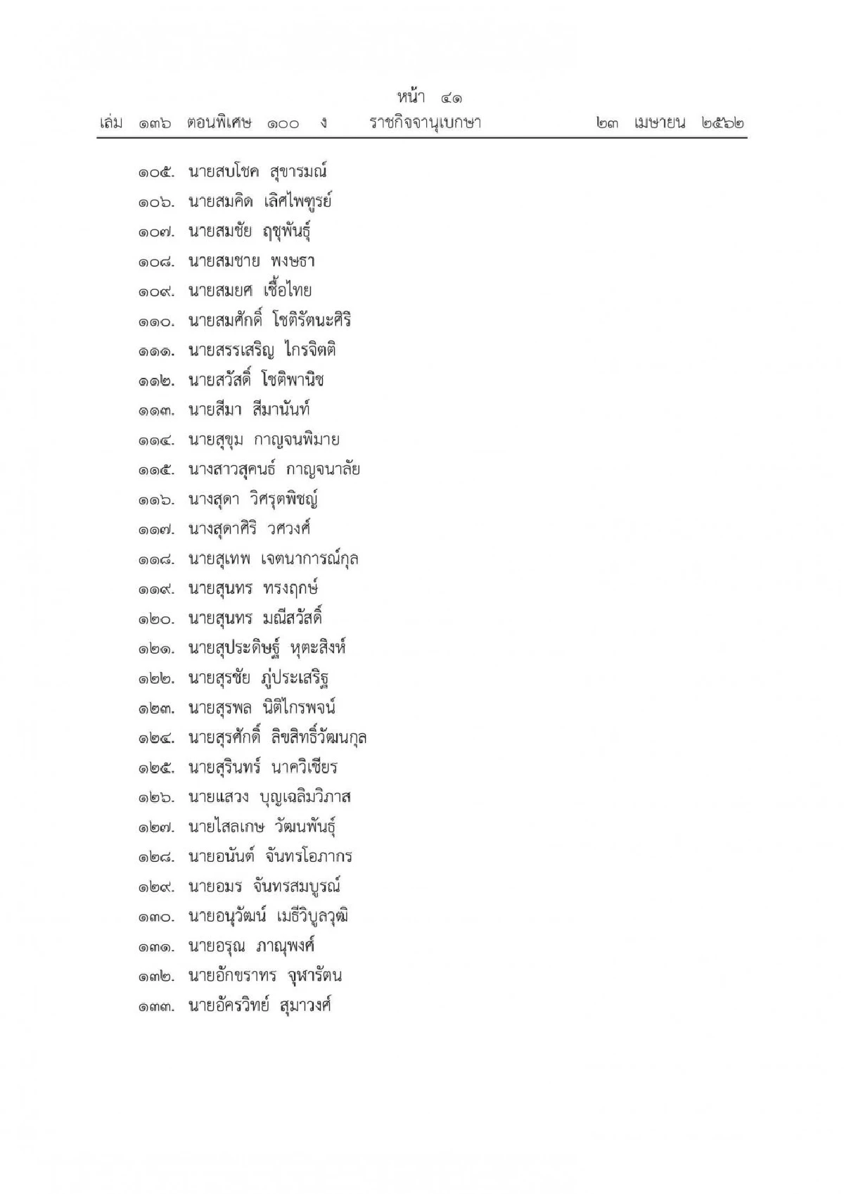 โปรดเกล้าฯแต่งตั้ง "กรรมการกฤษฎีกา" 139ราย