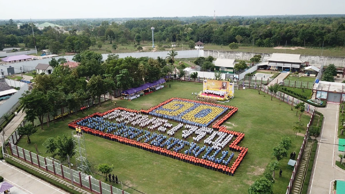 ผู้ต้องขังเรือนจำนครพนมกว่า2พันคนแปรอักษรแสดงความจงรักภักดี