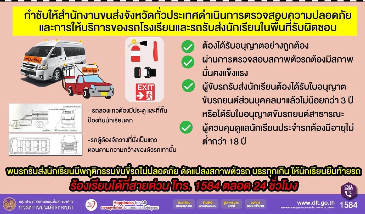 เตรียมพร้อม!!จัดจราจรรับเปิดเทอม ตรวจเข้มรถโรงเรียนต้องปลอดภัยทุกคัน