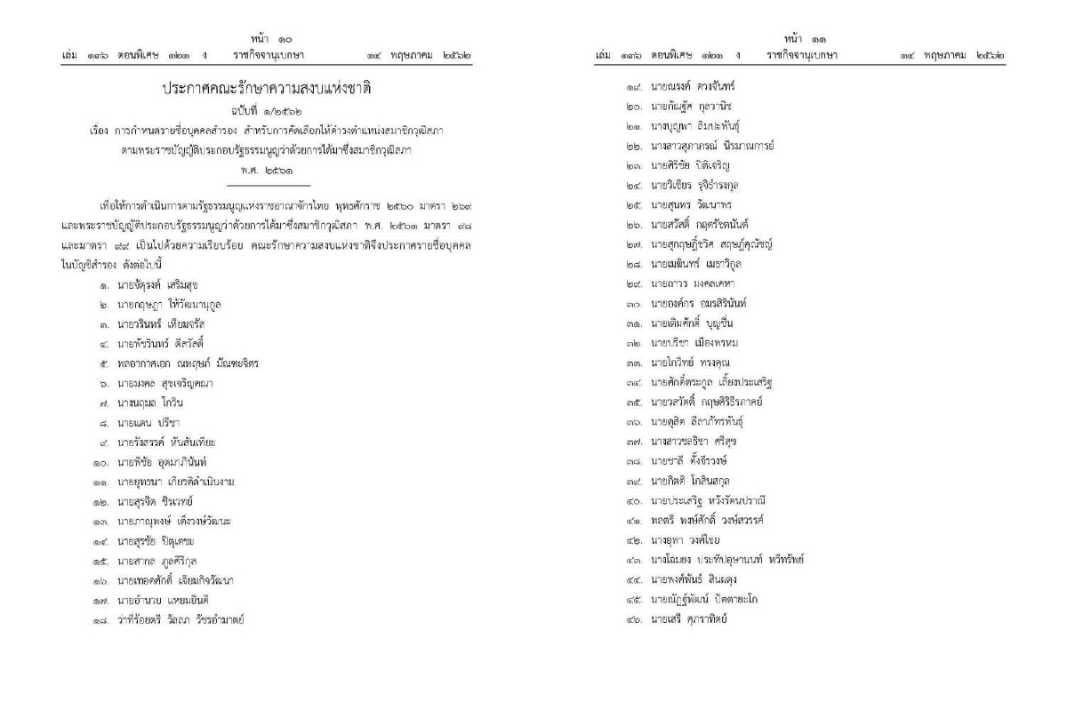 หัวหน้าคสช.ประกาศ 50 ชื่อ "ส.วสำรอง." หัวหน้าคสช.ประกาศ 50 ชื่อ "ส.วสำรอง."