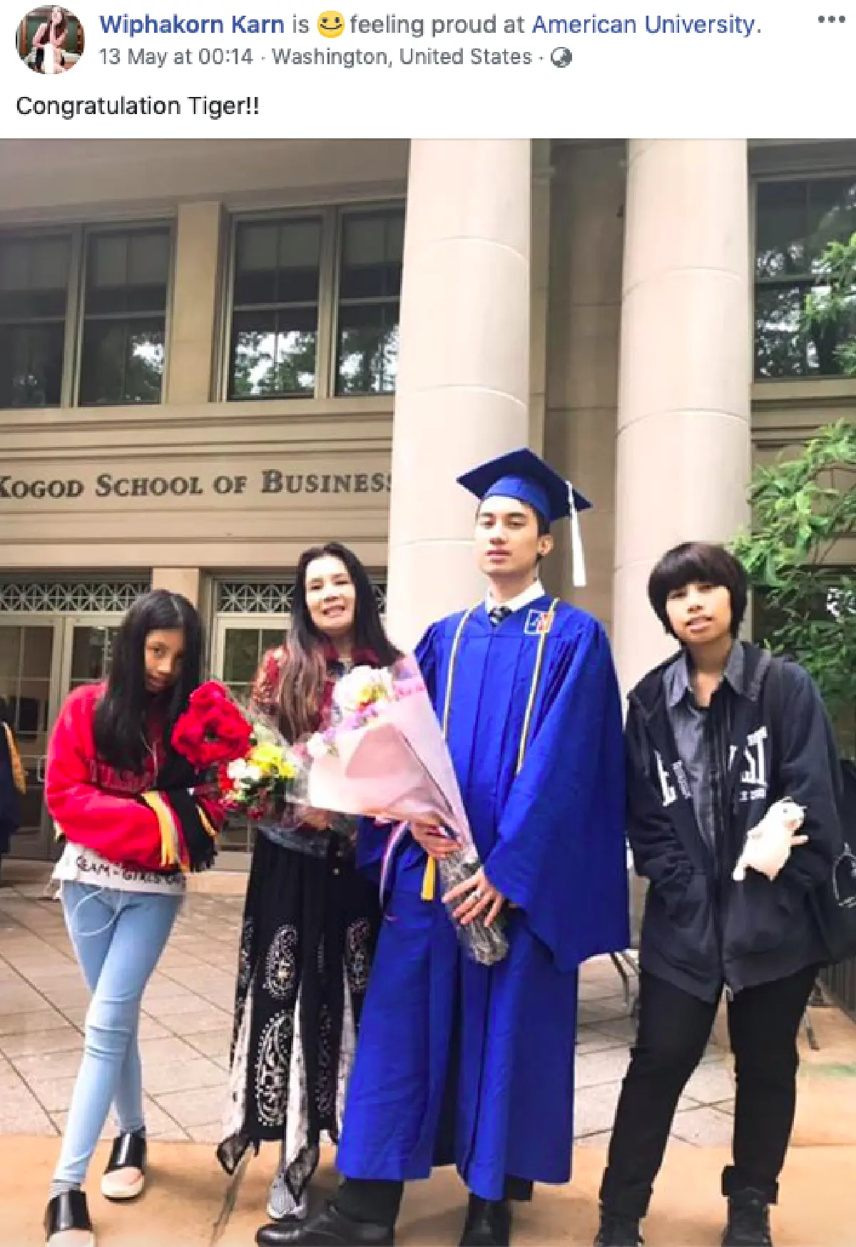 “กานต์” ร่วมงานรับปริญญาลูกชาย “เสือ” ที่อเมริกา ด้าน “เสก” ป่วยจึงอดไป