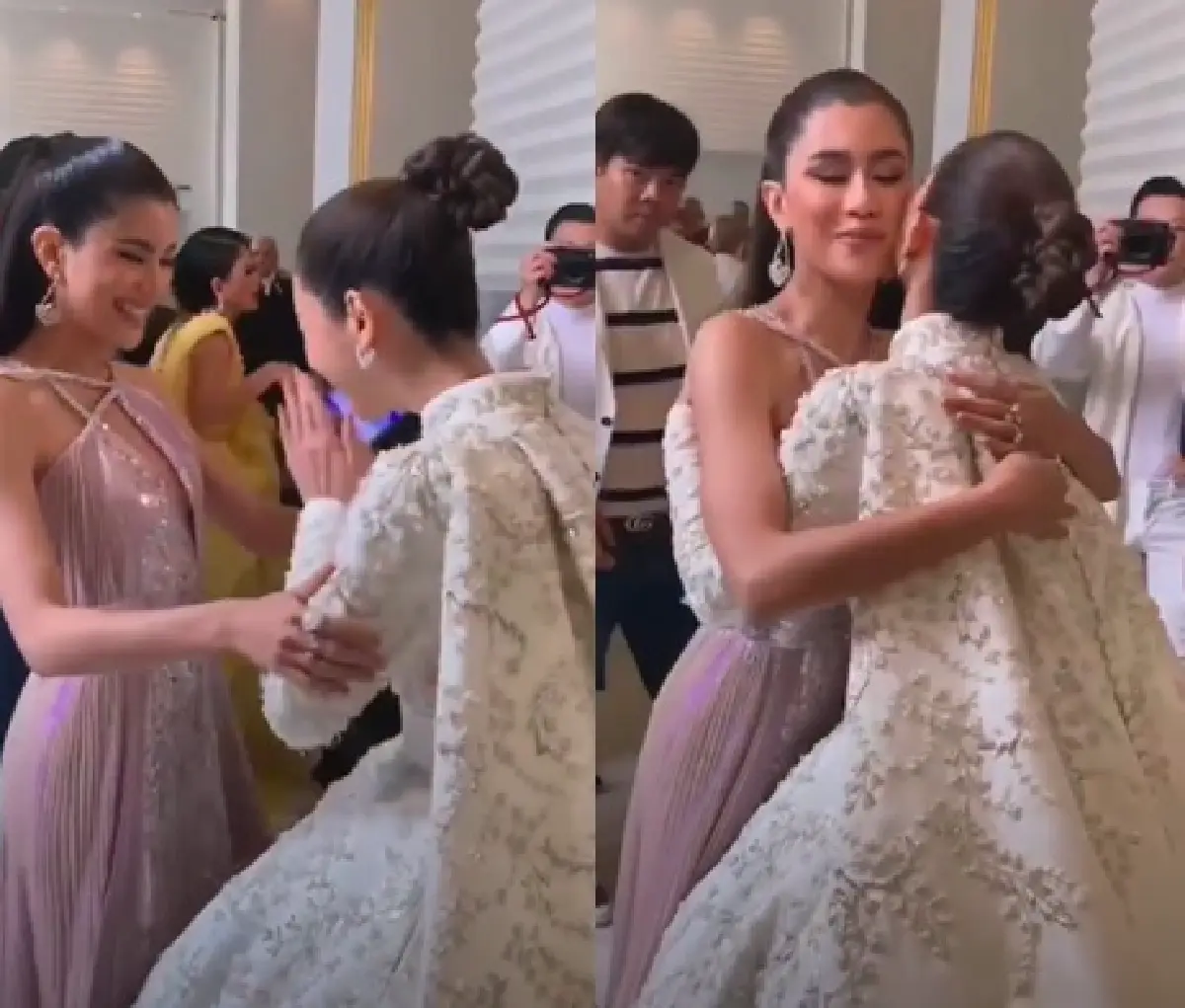 โมเมนต์อบอุ่น "ปู ไปรยา-มิน พีชญา” เจอกันบนพรมแดงเมืองคานส์ รีบโผเข้ากอด-ทักทายกัน