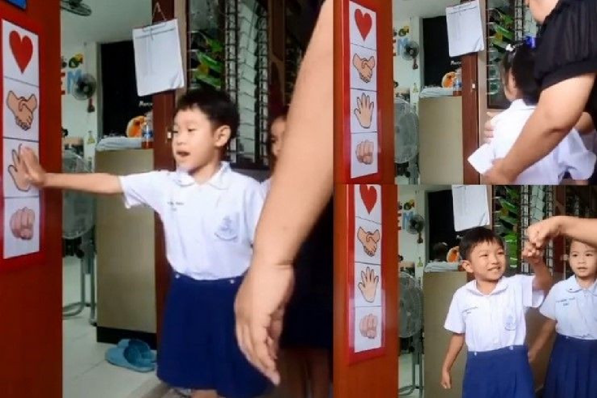 ไอเดียน่ารัก! ครูอนุบาลจัดกิจกรรมให้นร.เลือกวิธีทักทายก่อนเข้าห้องเรียน ไอเดียน่ารัก! ครูอนุบาลจัดกิจกรรมให้นร.เลือกวิธีทักทายก่อนเข้าห้องเรียน
