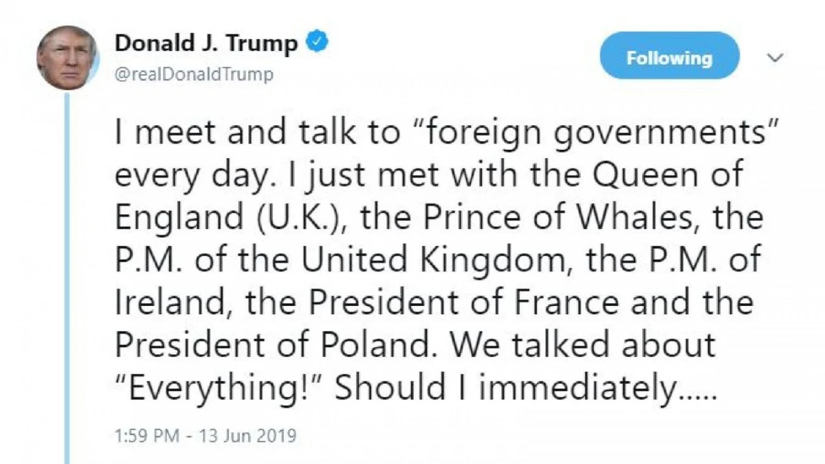 งามหน้า ทรัมป์ทวีตเรียกเจ้าชายชาลส์ว่า "เจ้าชายแห่งวาฬ"