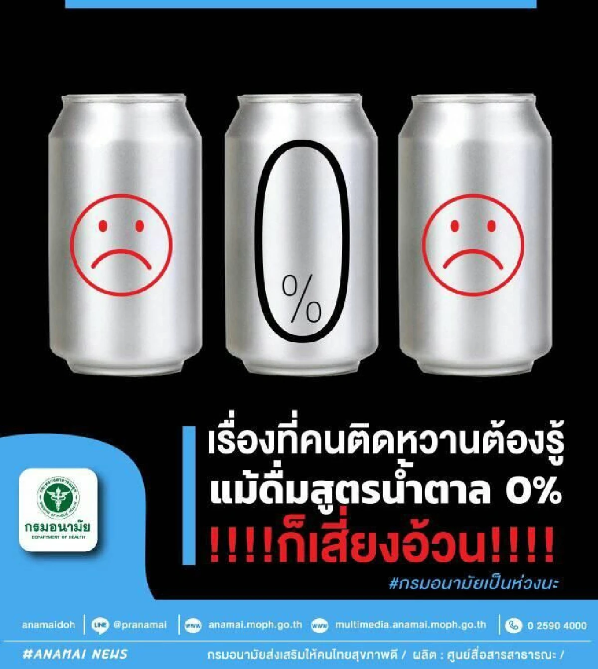 กรมอนามัยเตือน น้ำอัดลมน้ำตาล 0% ก็อ้วนได้-เสี่ยงติดหวาน