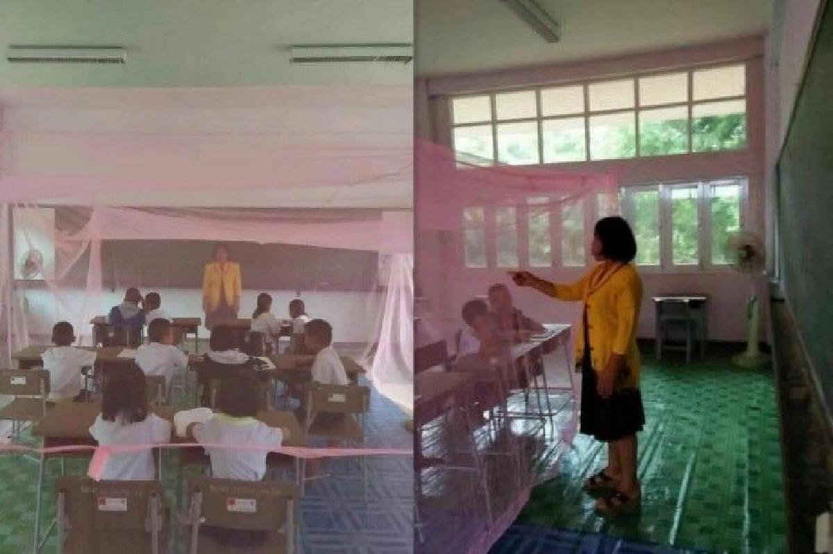น่ารัก! ครูห่วง นร.ป่วยโรคไข้เลือดออก กางมุ้งเรียนในห้องกันถูกยุงกัด น่ารัก! ครูห่วง นร.ป่วยโรคไข้เลือดออก กางมุ้งเรียนในห้องกันถูกยุงกัด