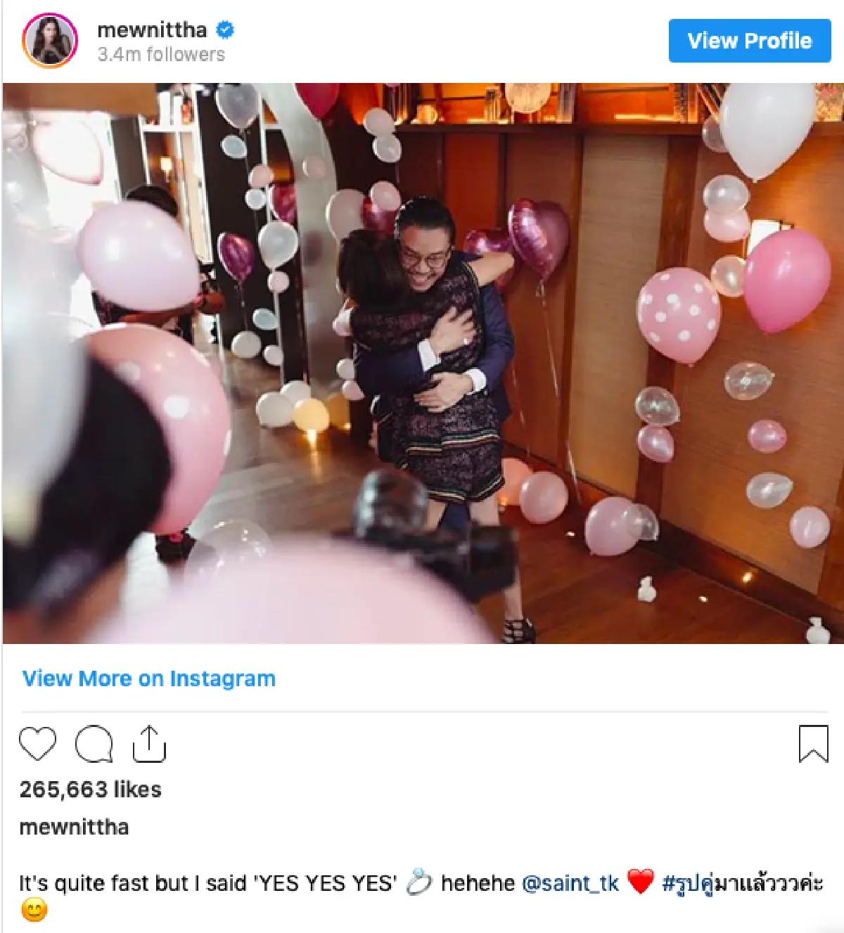 ขอแต่งงานสายฟ้าแล่บ! "ไฮโซเซนต์” ทำเซอร์ไพรส์คุกเข่าขอ "มิว นิษฐา” แต่งงาน