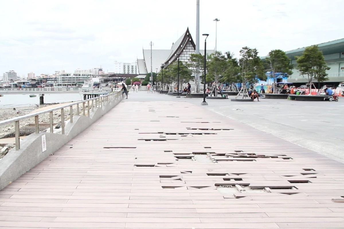 ส่องสวนสาธารณะท่าเรือแหลมบาลีฮายทุ่มงบกว่า95ล้านบาทไม่ถึง2ปีชำรุดหนัก