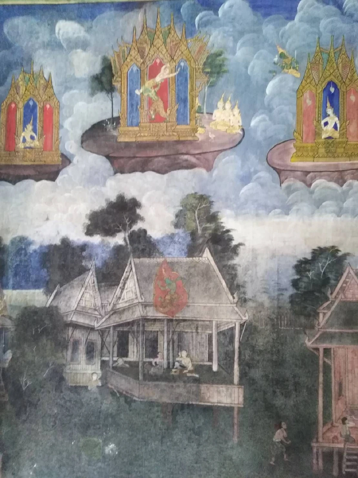 ภาพเขียนประวัติศาสตร์สมัยร.5และพระอินทร์แปลง ที่วัดเสนาสน์ อยุธยา