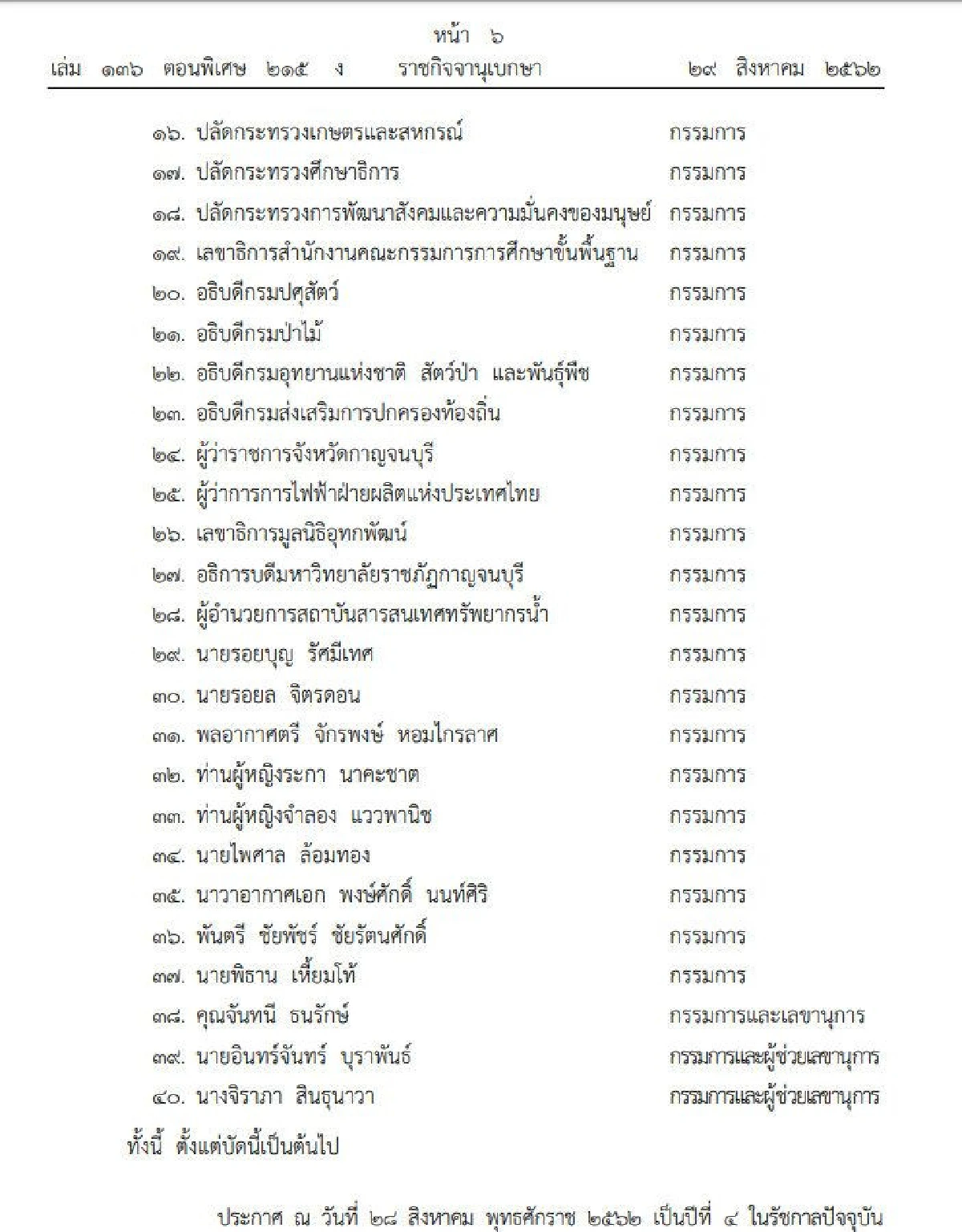 โปรดเกล้าฯตั้งคณะกก.โครงการพัฒนาชุมชนในเขตรักษาพันธุ์สัตว์ป่า-อุทยานกาญจนบุรี