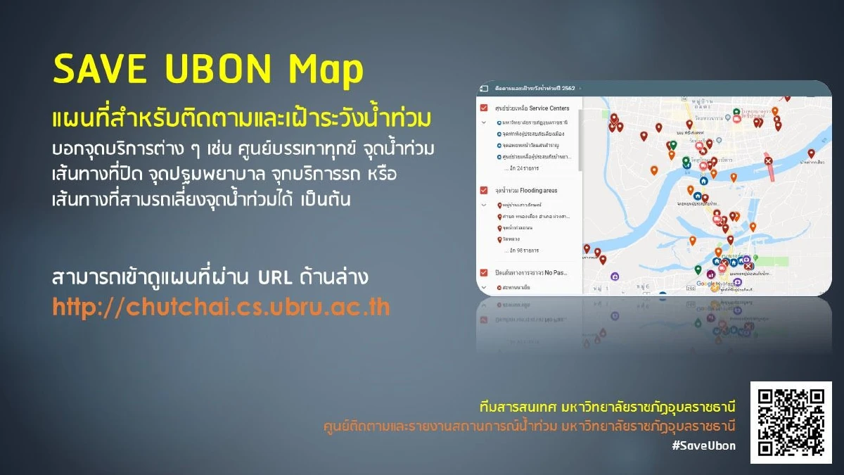 “SaveUbon Web App” แอพฯจาก "มรภ.อุบลฯ" เชื่อมผู้รับกับผู้ให้ ร่วมสู้ภัยน้ำท่วม