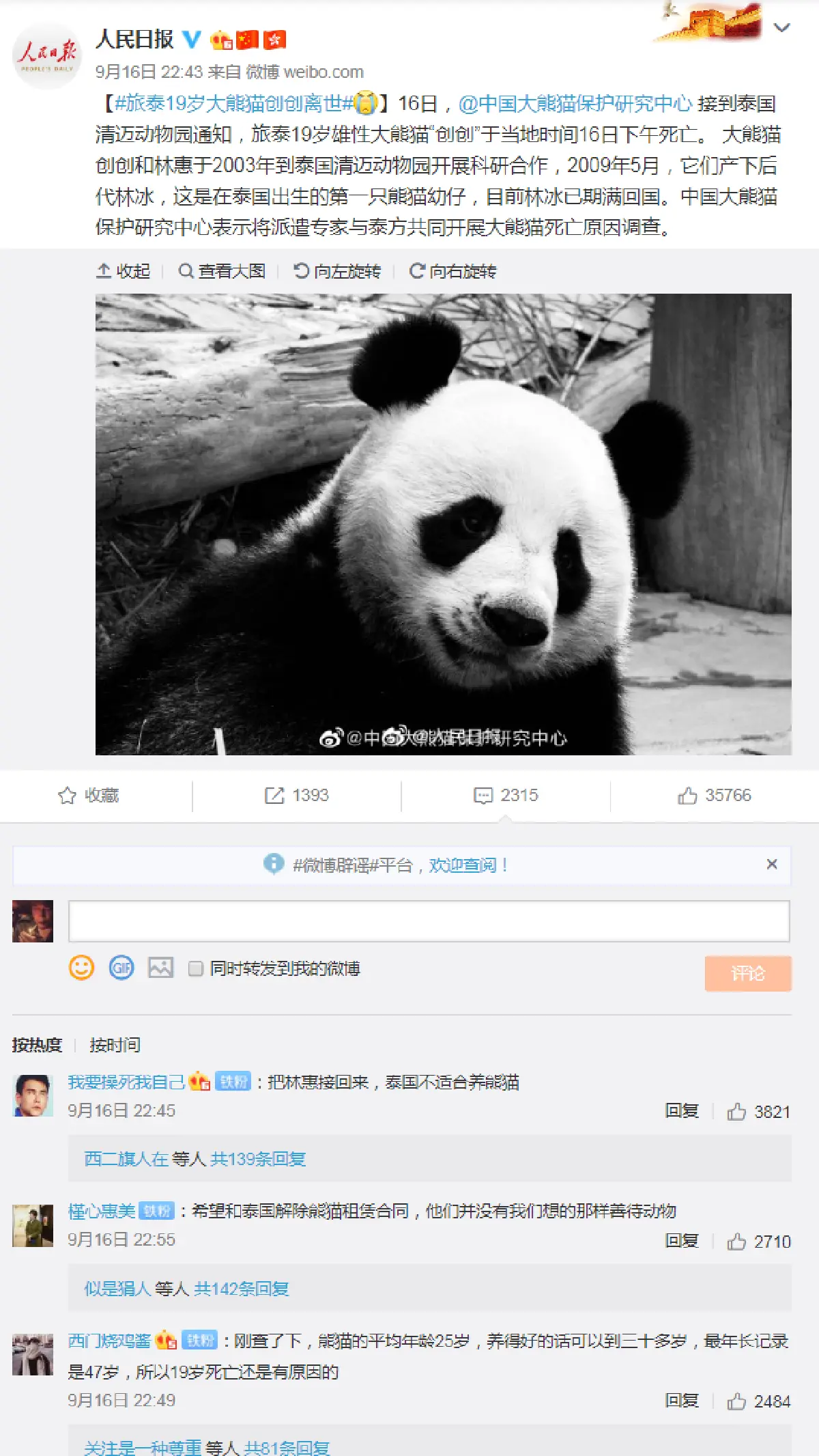 การตำหนิไทยของชาวเน็ตจีนกำลังสั่นคลอนการทูตแพนด้า