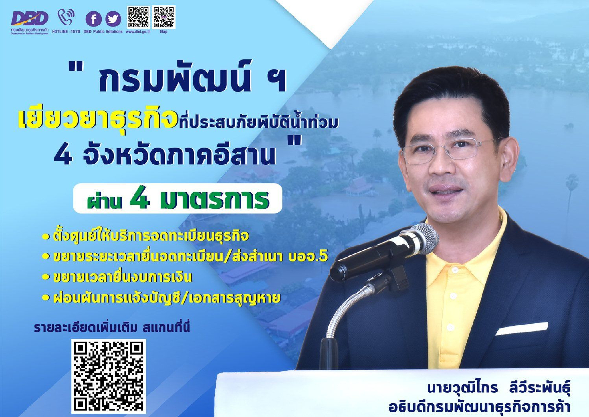 'พาณิชย์'เยียวยาภาคธุรกิจ 4 จังหวัดอีสานน้ำท่วม พบรับเหมาก่อสร้างอ่วมสุด 'พาณิชย์'เยียวยาภาคธุรกิจ 4 จังหวัดอีสานน้ำท่วม พบรับเหมาก่อสร้างอ่วมสุด