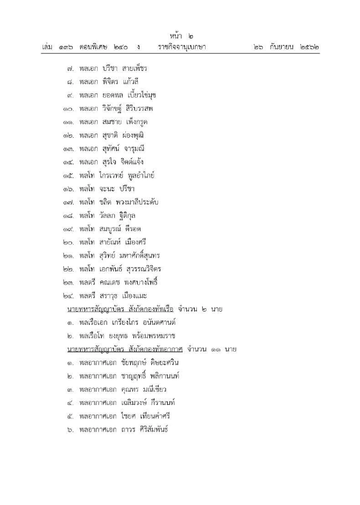 แต่งตั้ง "นายทหาร-ตำรวจราชองครักษ์พิเศษ" มี "พล.ต.อ.ศรีวราห์" ด้วย